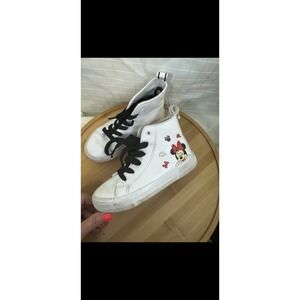 Disney Minnie Mouse White High Top Sneakers, Size 12 Girl